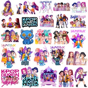 Kpop Demon Hunters PNG SVG, chemise de groupe Kpop Idol, conception png Huntrix, Saja Boys Girls Bands Png, fans de Huntrix, téléchargement numérique