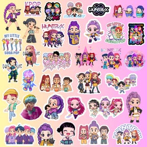 Huntrix (Kpop) PNG, Diseño de cazadores de demonios (Kpop) PNG, Chicas Saja (Saja) PNG, Regalo para amantes del anime Mira, Rumi, Zoey, Tigre Derpy (Derpy) PNG, Camiseta de fan de Huntrix (Kpop)