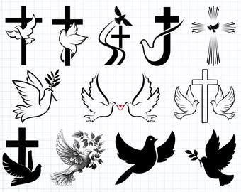 Paquete SVG de paloma, paquete PNG de paloma, clipart de paloma, archivos de corte SVG de paloma para Cricut, palomas de boda Svg, paloma del amor Svg, silueta de paloma