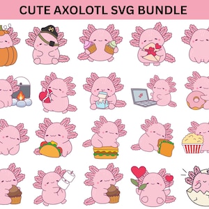 Niedliches Axolotl SVG-Bundle, Axolotl SVG für Cricut, schöne Axolotl Aufkleber, farbiger Axolotl ClipArt, druckbare Axolotl-Dateien