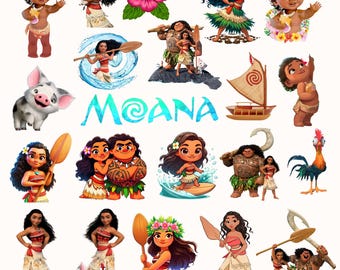 Moana-clipartbundel, Baby Moana png-afbeeldingen (digitale download), Moana-clipart, Moana-png, Moana-verjaardag, Moana-afdrukbare, Moana-lettertype