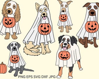 Retro spookhond PNG, Spooky Season PNG, Halloween spookhond PNG, Halloween pompoenhond PNG, Hond Halloween PNG, Schattige Boo hond Halloween PNG