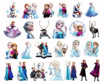 Frozen png bundle, Frozen clipart set, Elsa png, Anna png, Olaf png, Frozen Clipart Bundle, Frozen Princess Clipart PNG, Digital Download