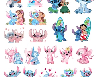 Lilo and Stitch Watercolor Clipart, Lilo & Stitch Clipart, Cute Lilo PNG, Stitch PNG, Angel PNG, Hand drawn Stitch Lilo, Watercolor Cliparts