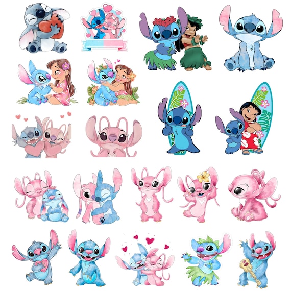 Lilo and Stitch Watercolor Clipart, Lilo & Stitch Clipart, Cute Lilo PNG, Stitch PNG, Angel PNG, Hand drawn Stitch Lilo, Watercolor Cliparts