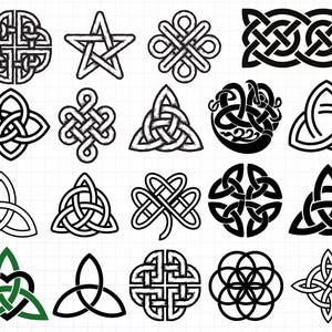 Celtic Knot SVG Bundle, Celtic PNG Bundle, Celtic Clipart, Celtic SVG Cut Files for Cricut, Knots Clovers Crosses Bundle, Celtic Knot Svg