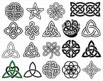 Celtic Knot SVG Bundle, Celtic PNG Bundle, Celtic Clipart, Celtic SVG Cut Files for Cricut, Knots Clovers Crosses Bundle, Celtic Knot Svg