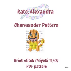Patrón de punto ladrillo inspirado en Charmander / Miyuki 11/0 PDF / Gráfico de cuentas + Leyenda / Descarga digital