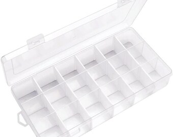 Clear 18-Grid Bead Organizer Box, Jewelry Storage, 3 Pack