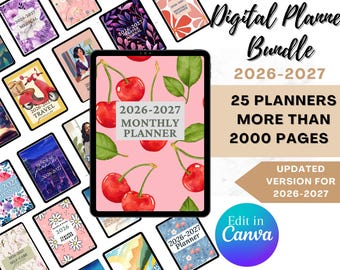 2026-2027 Digitaler Planer Bundle: 25+ Canva Vorlagen (Sofortdownload)