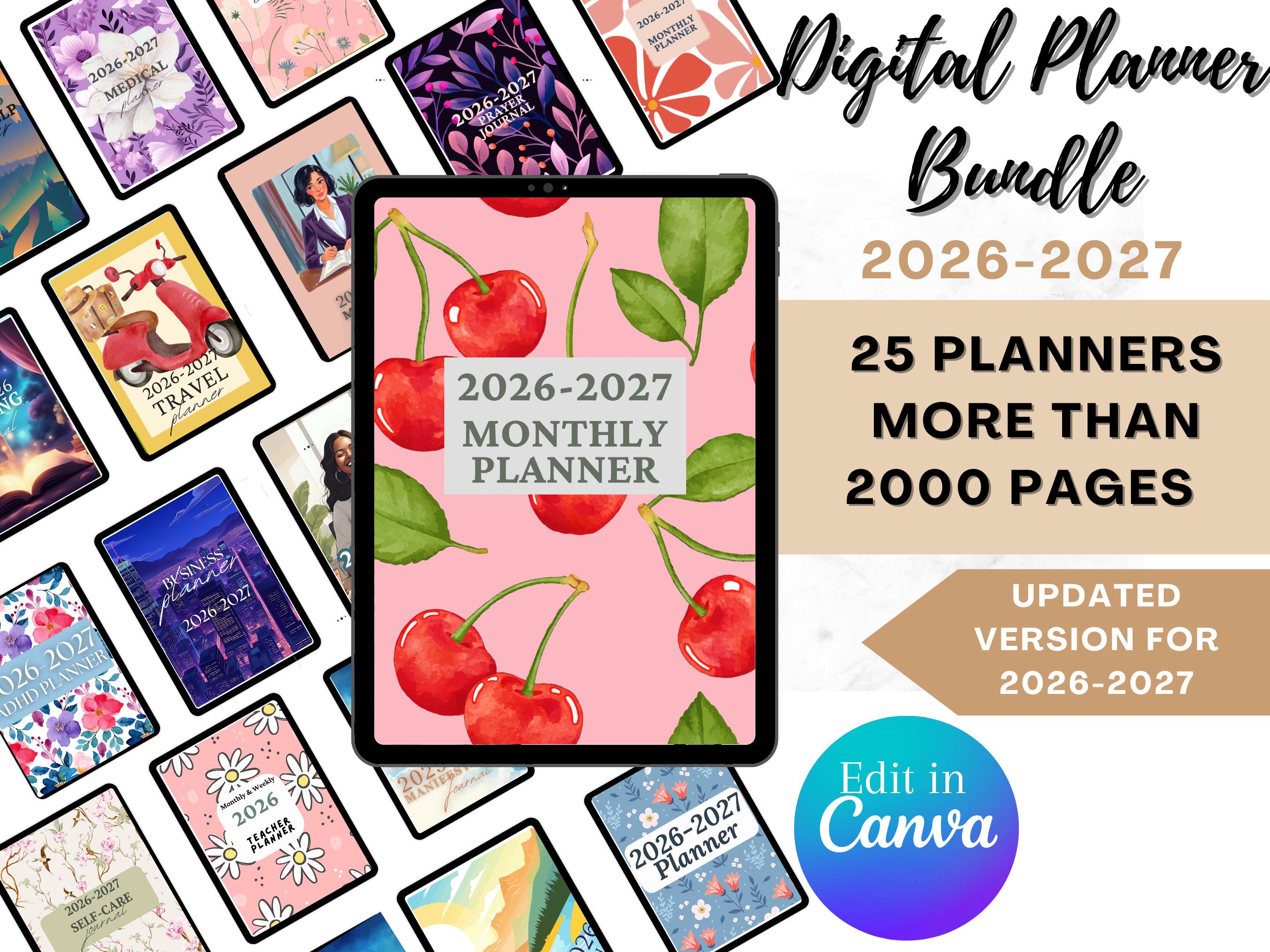 2026-2027 Digital Planner Bundle: 25+ Canva Templates (instant Download ...