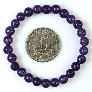 Amethyst Bead Bracelet – 6mm Natural Purple Crystal Beads, Stretch Healing Stone Bracelet Gift – You Will Receive Exactly What Is Pictured