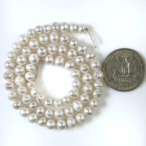 Freshwater Pearl Bead Strand – Natural White Pearls Beads for Jewelry Making, Pearl Strand Smooth Round/Nugget Beads. Fresh water Pearl Line