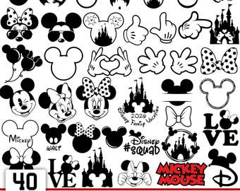 Mickey Mouse SVG Bundle Layered Head svg png pdf, Mickey Mouse, Family Vacation Png, Sublimation Files Cartoon Bundle, Digital Download