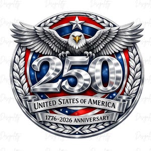 USA 250th Anniversary Eagle Emblem PNG (Digital Download)