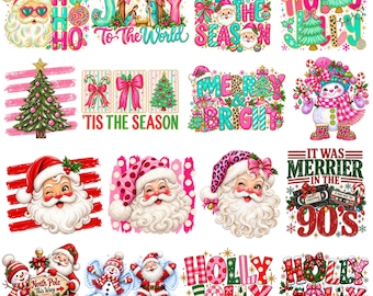 Christmas PNG Bundle 16 Designs,Santa PNG,Merry Christmas Sublimation,Holiday Quotes PNG,Whimsical Christmas png Bundle,Festive Shirt Design