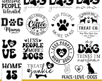 Dog Lover SVG Bundle: Funny Pet Quotes, Dog Mom Clipart (Digital Download