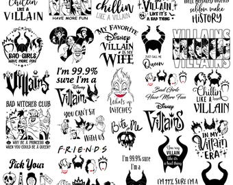 Bundle Outline Villains Svg Png, Bad Girls Friends Svg, Chillin Villain Svg, Villains Halloween Svg, Magical Kingdom Svg, Digital Download