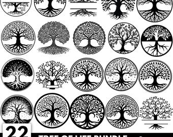 Tree of Life SVG Bundle: Celtic, Family Tree Roots, Heart Designs (Digital Download)
