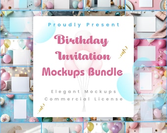 Rustic 5x7 Card Mockup Bundle: Birthday, Shower, Invitation (Digital Download, 36 JPGs)