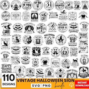 Vintage Halloween Sign SVG Bundle: 100+ Witches Designs (Digital Download