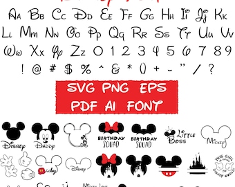Disney Font Script Canva, svg png pdf ttf eps Font Files | Playful Script Typeface | Disney Clipart Silhouette | Instant Download