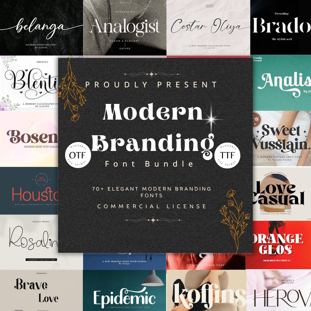 Elegant Font Bundle: Modern Serif, Script & Logo Fonts (OTF, TTF ...