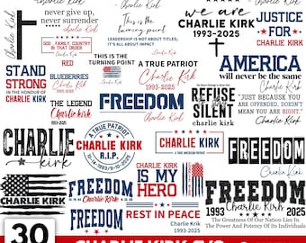 Charlie Kirk SVG Bundle: Freedom, Justice, Human Rights (Digital Files)