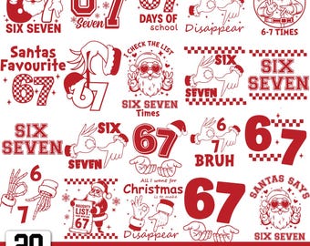 Funny "6 7" Christmas Meme SVG, Santa, Christmas Tree (Digital Download)