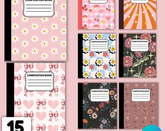Canva Composition Notebook Cover Templates: Back to School Printable (Digital Download)