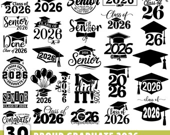Senior 2026 SVG Bundle, Graduation Designs,Class of 2026 SVG Bundle, Class 14 Cap SVG, Graduate 2026 Cut Files, Graduation Silhouette Cricut