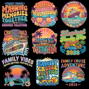 Family Vacation 2026 PNG Bundle, Matching Family Trip Shirt Design, Beach Family Vibes PNG, Family Reunion, Digital Download, Sublimation