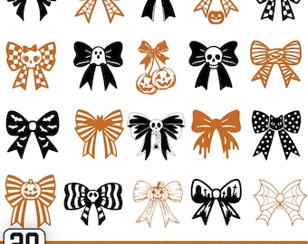 Halloween Bows svg,Bow svg,Halloween svg,Pumpkin svg,Fall Svg,Halloween Coquette Svg, Spooky Bow Svg,Coquette Bow SVG, (Digital download)