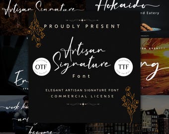Elegant Signature Font: Artisan Serif for Logo Design, Wedding Invites (Digital Download)