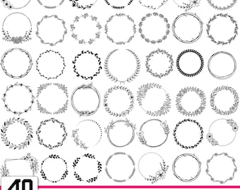 Floral Wreath SVG Bundle, Wedding Frames (Digital Download)
