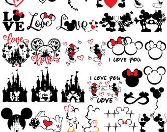 Romantic Mickey Love SVG Bundle, Mickey Mouse SVG Bundle, Custom Name, Birthday T-shirt (Digital Download)
