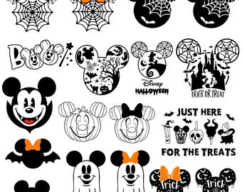 Halloween Mouse head SVG Bundle, Halloween Mouse And Friends, Trick Or Treat Svg, Spooky Vibes,ghosts svg,bats svg,Halloween Family Trip Svg
