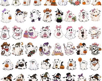 50 Ghost png Bundle, Cute Halloween Ghost Png, Halloween png, Floral Ghost png,Spooky Ghost png,Fall png,Trick or Treat png,Digital download
