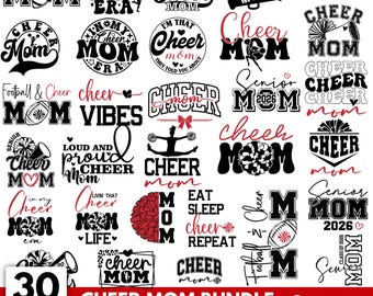 Paquete SVG de Cheer Mom: Archivos de corte de porristas (descarga digital)