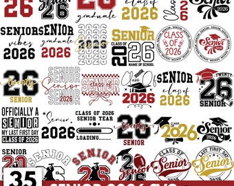 Senior 2026 SVG Bundle: Graduation Shirt, Coquette Bow (Digital Download