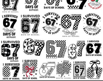 I Survived 67 Days of School SVG, Funny Meme Clipart (Digital Download)