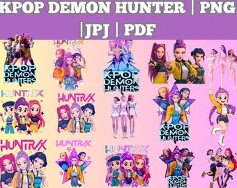 Kpop Demon Hunters PNG Bundle, Girl Dinner Png, Saja Boys Girls Brands Png, Huntrix Fans, Huntrix Clipart bundle, K-pop shirt Sublimatio