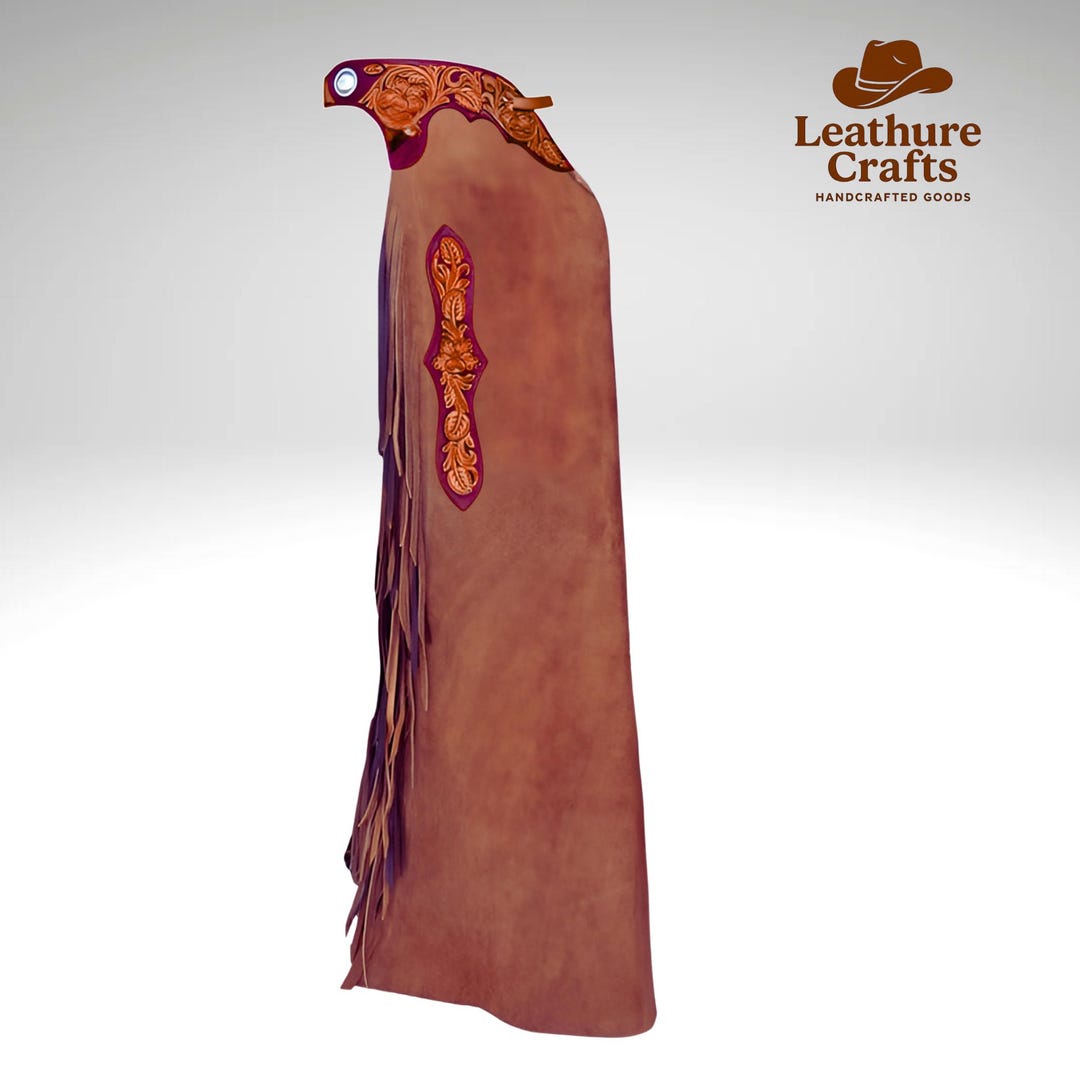 Tooled Leather Show Chaps With Fringe | Handmade Western Chaps for ...