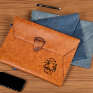 Personalized Engraved Leather A4 File Folders, Custom Leather Document Case Holder, Paper Document Case, File Organizer, Leather Portfolio