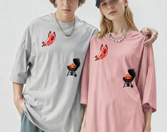 Funny BBQ Steak Shirt, Jumping Steak Graphic Tee, Grilling Lover Gift, Cute Meat Cartoon TShirt, Backyard BBQ Party Tee, Grill Master Shirts