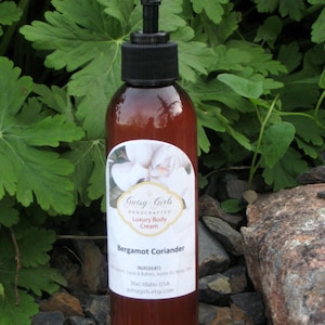 Body Cream, All Natural Cream Bergamot Coriander ,Lotion, Paraben Free, Aromatherapy image 1