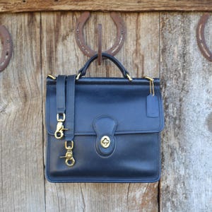 Vintage Coach Willis Bag, Navy Blue Leather, Brass Hardware - Etsy