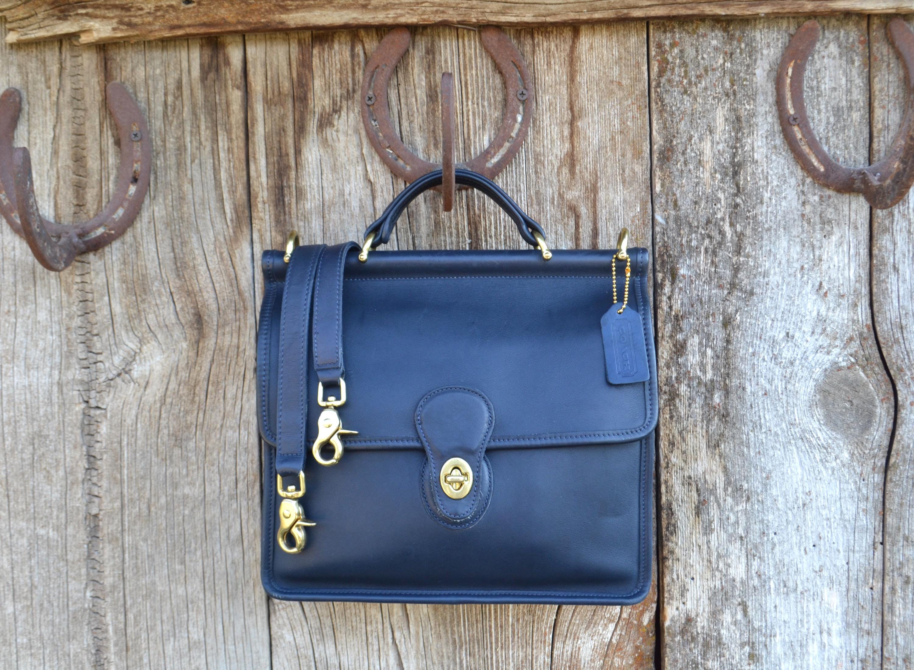 バッグ COACH Willis Bag 9870 Navy USA Vintage Vintage Coach Willis Bag Navy - Etsy