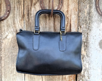 Vintage 90s Coach Black Lenox Brief Leather Briefcase #5213  Made