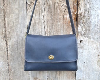 New Coach Vintage Navy Blue Leather Weston Shoulder Bag 9021 - Etsy